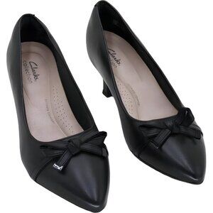Clarks Kepley Holly Black Leather Kitten Heel Pumps Women's US 8.5W